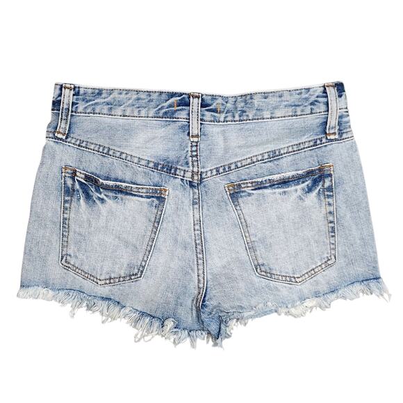 Free People Denim Shorts Button Fly Cut‎ Off Distressed 61855-16515125 Size W 26 - Picture 2 of 8